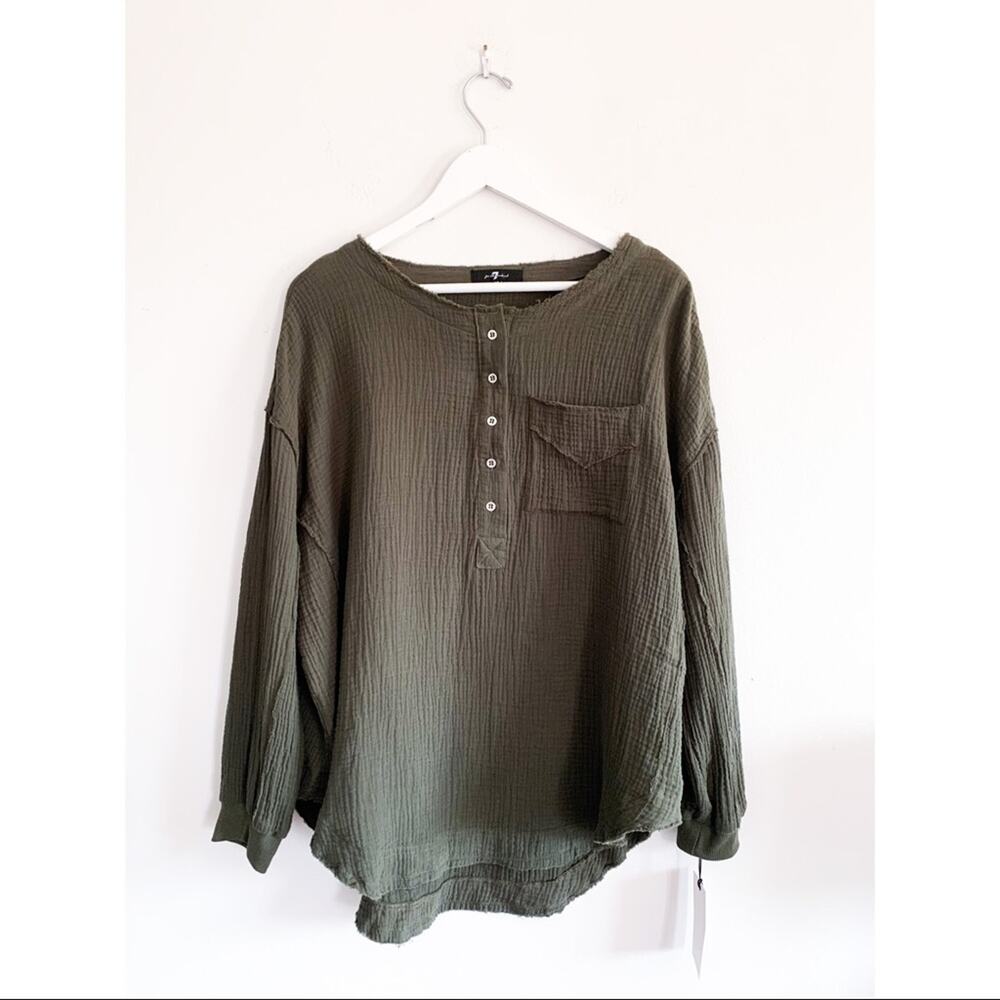 7 For All Mankind Green Lounge Top NEW